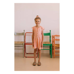 Studio Bohème - Loulou Striped Organic Cotton Towel Romper | Pink