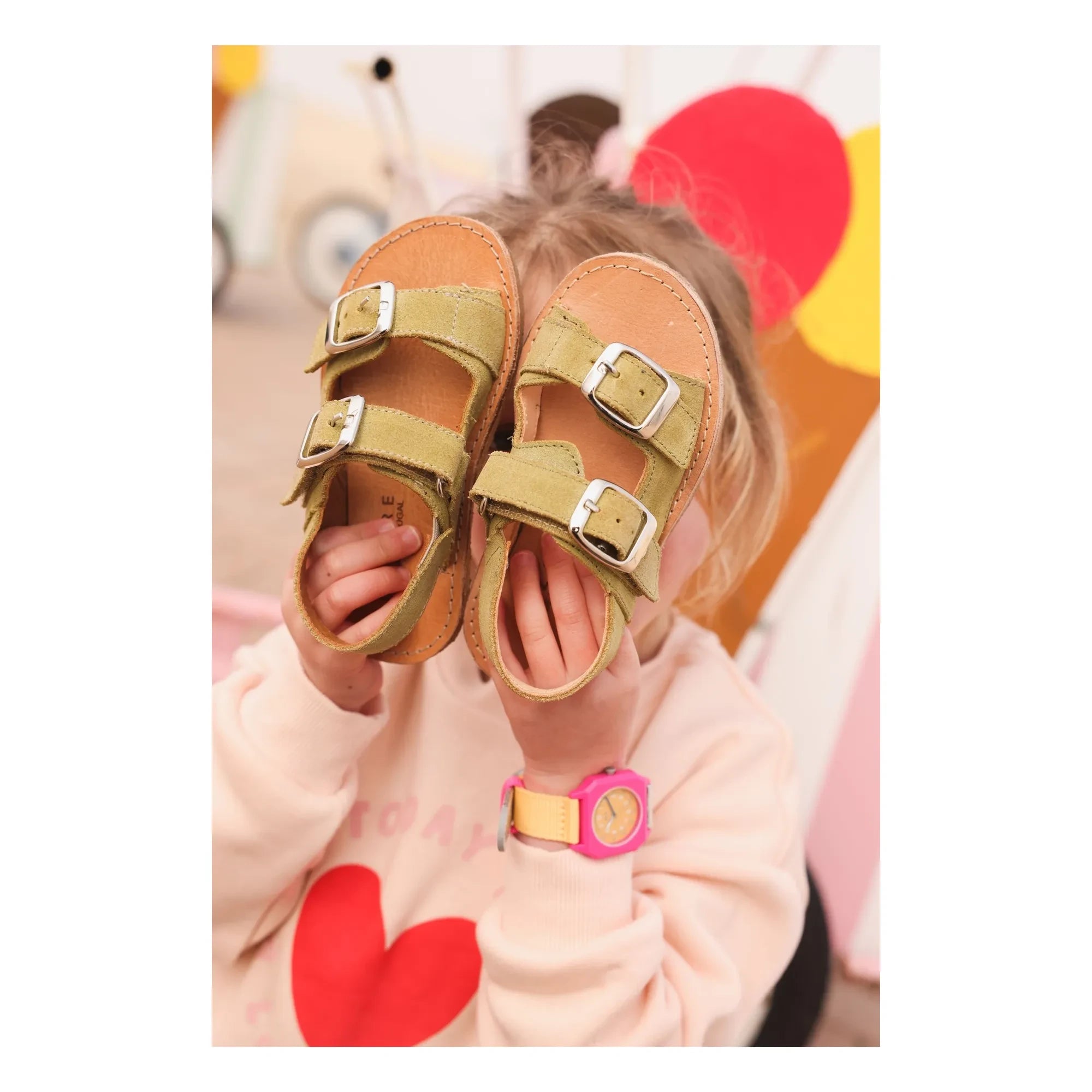 Lazare - Gisèle Suede Sandals | Almond Green