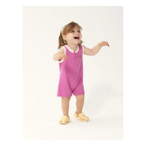 Bobo Choses - Knitted Short Romper in Orange Organic Cotton | Purple