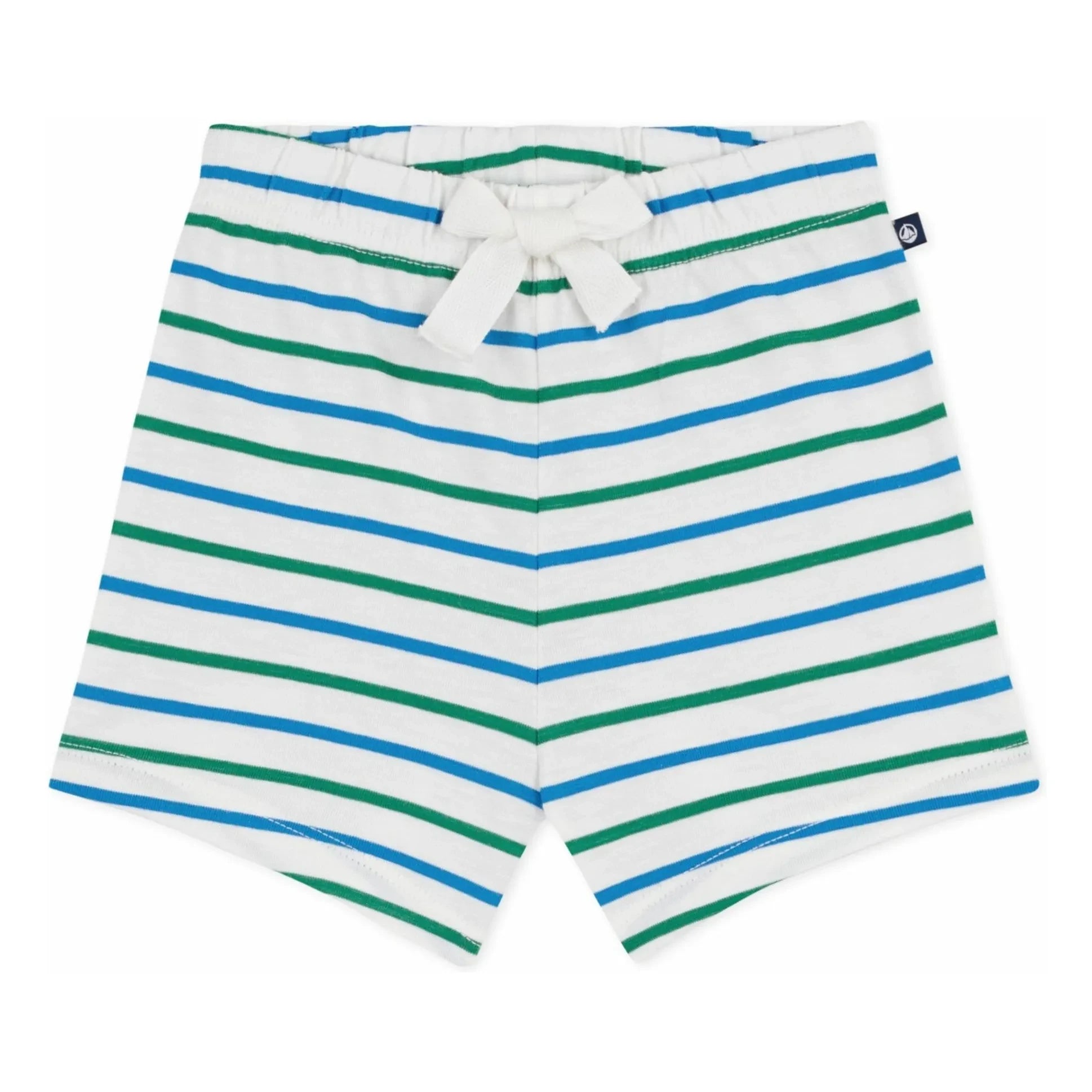 Petit Bateau - Striped fleece shorts | White