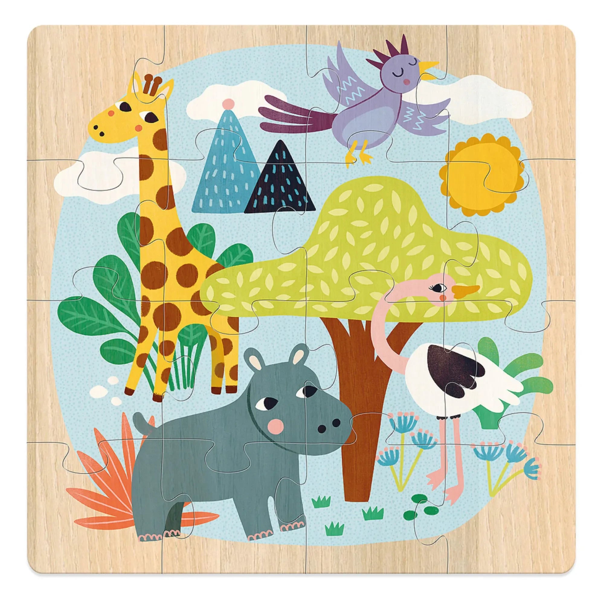 Vilac - World's Animals 3-Piece Puzzle Set - 16 Pieces