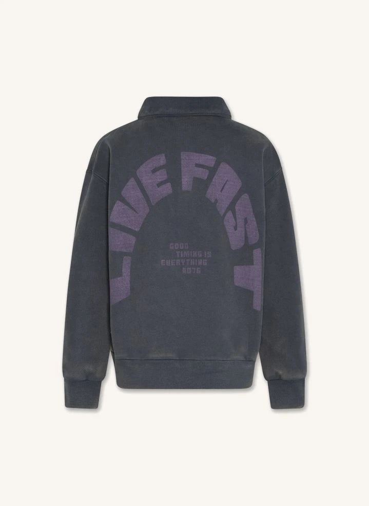 AO76 - Jack Polo Collar Sweatshirt Made from Recycled Cotton | Charcoal Grey
