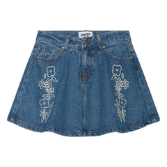 Hundred Pieces - Janis Embroidered Denim Skirt | Denim Blue