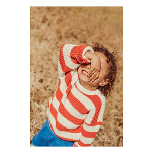 THE LiTTLE POETS - Gastão Striped Organic Cotton Sweater | Red