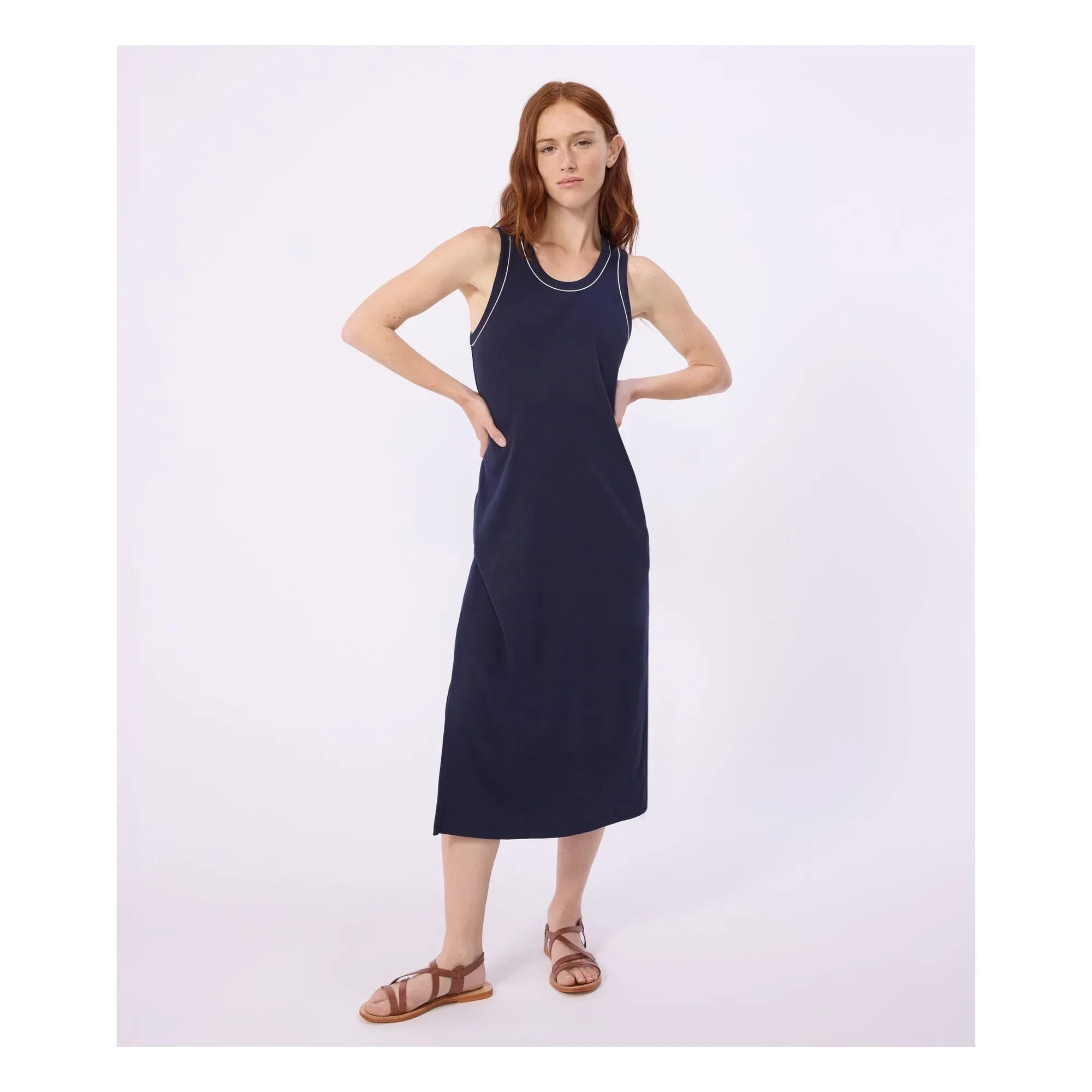 Petit Bateau - Düz Nervürlü Atlet Elbise | Lacivert