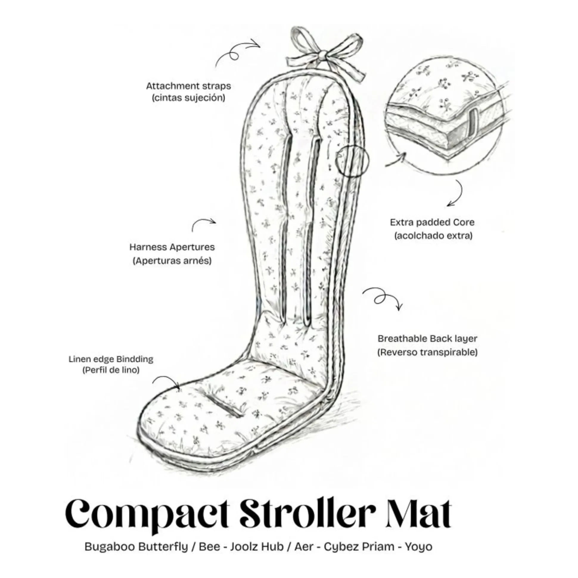 Babyshower - Roseberry Compact Stroller Liner | Ecru