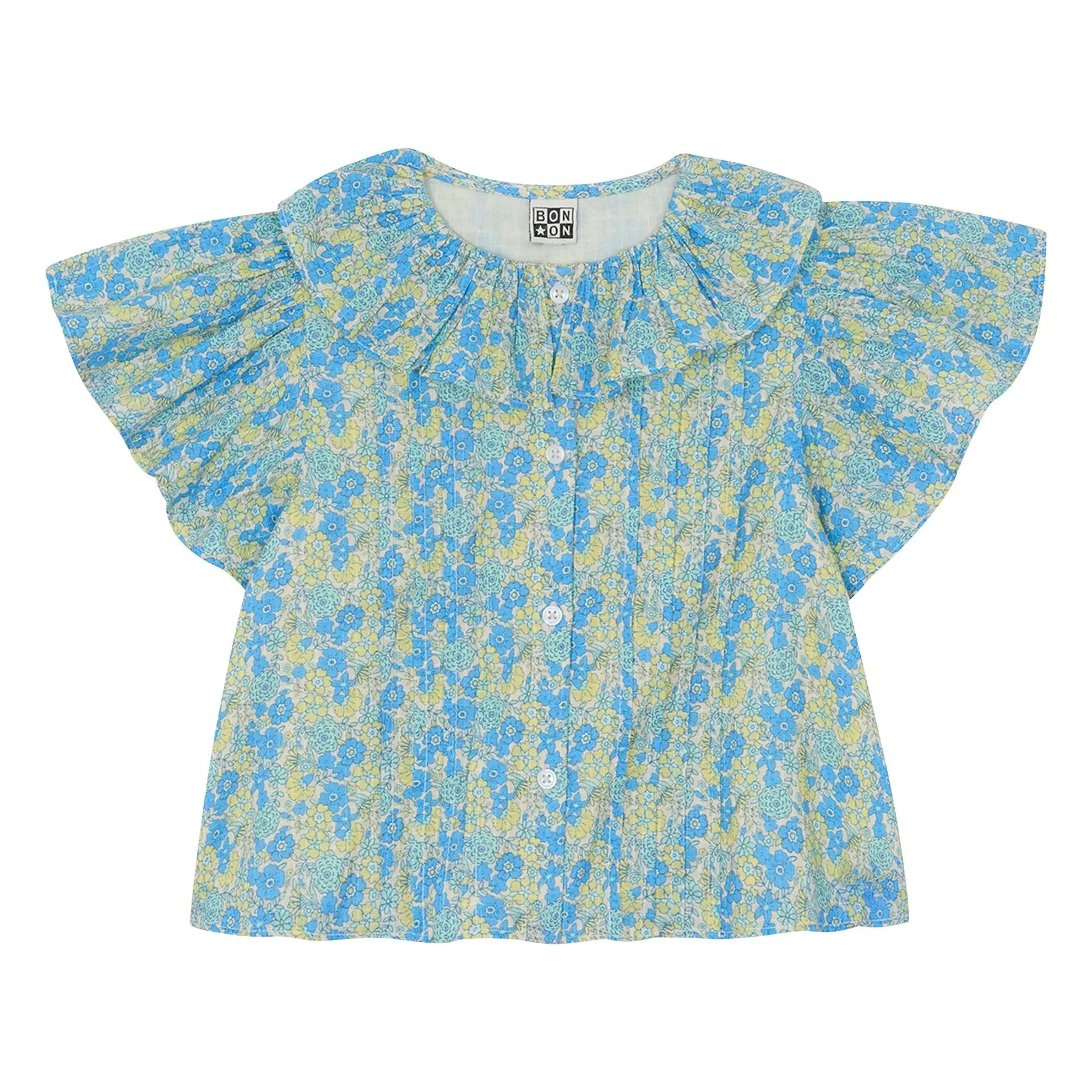 Bonton - Nancy Floral Peter Pan Collar Blouse | Blue