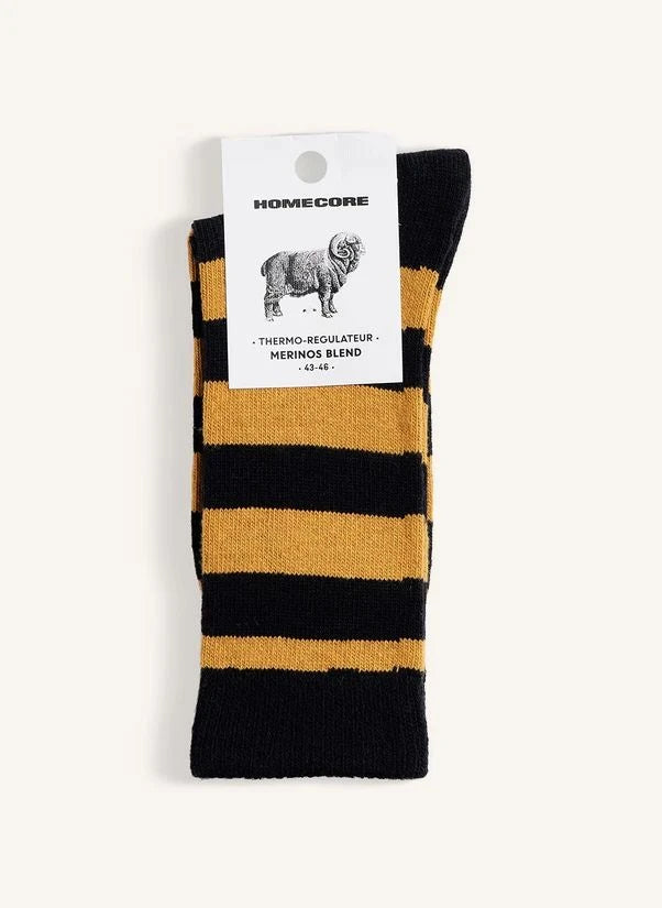 Homecore - Striped Merino Socks | Navy - Off-white
