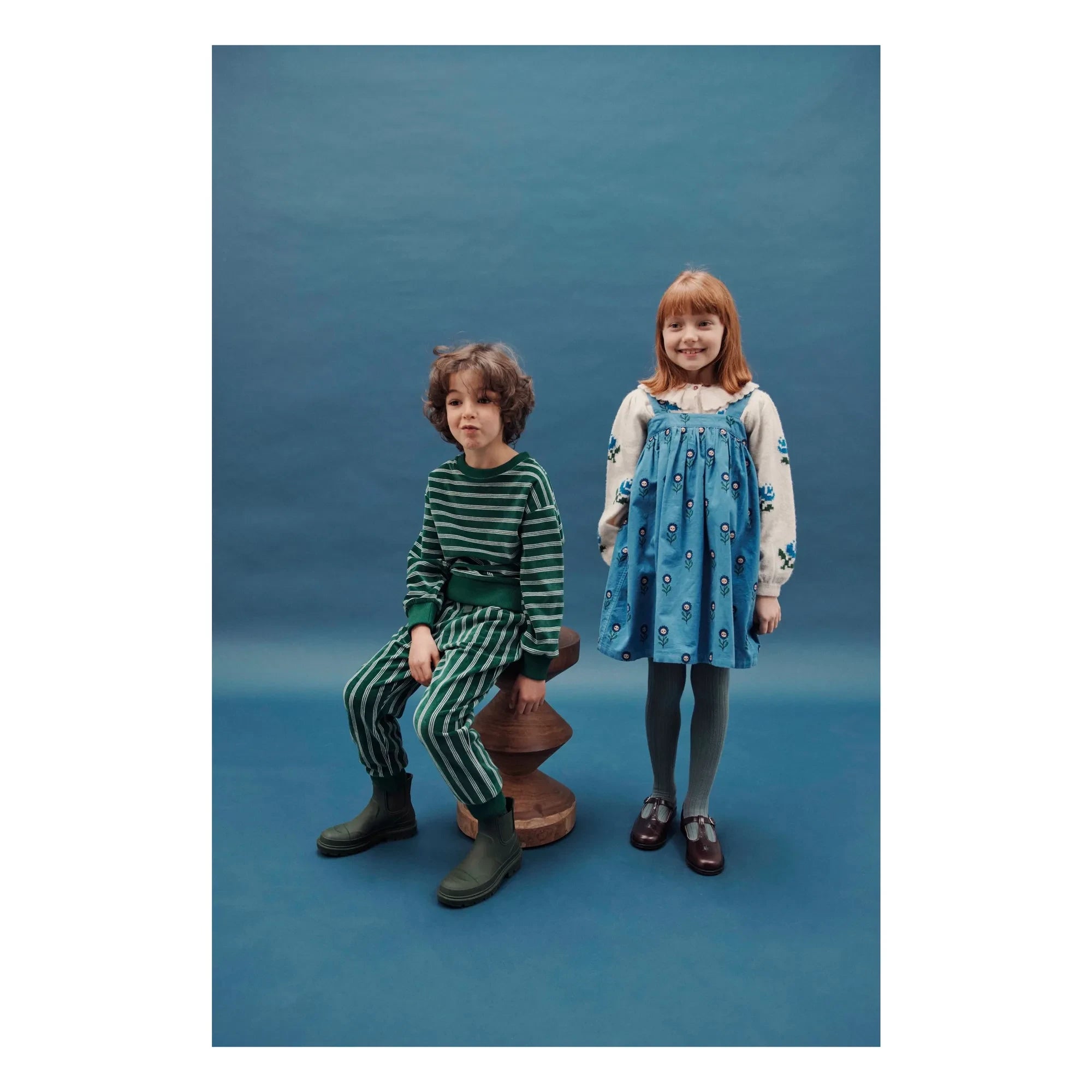 Emile et Ida - Organic Cotton Striped Sweatshirt | Green
