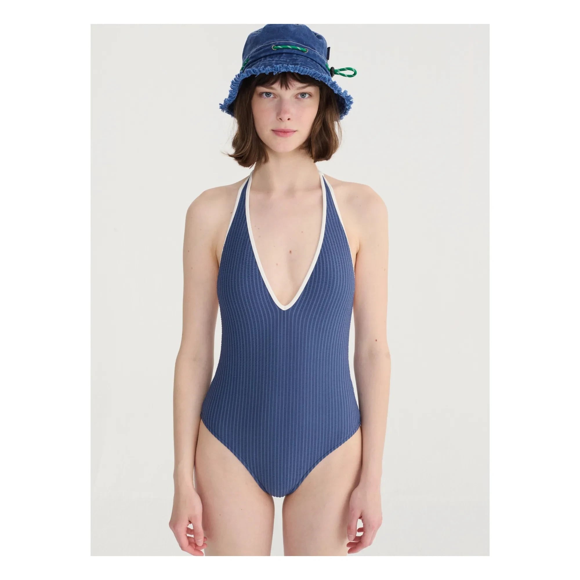 Bobo Choses - Dark Blue Seersucker One Piece Swimsuit
