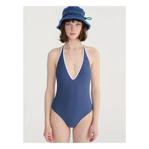 Bobo Choses - Dark Blue Seersucker One Piece Swimsuit