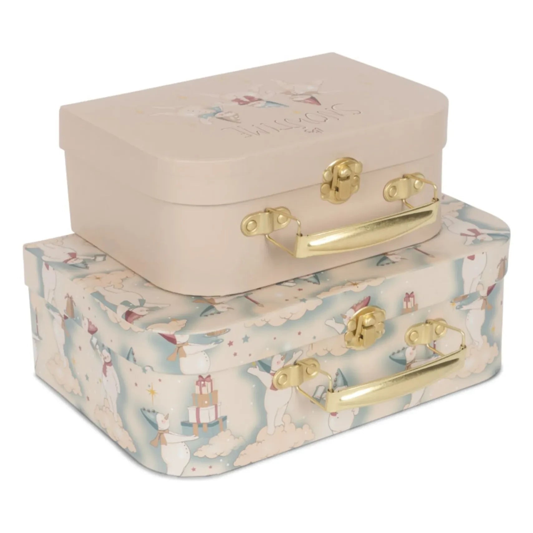 Konges Sløjd - Snowfall small cardboard suitcases - Set of 2 | Beige