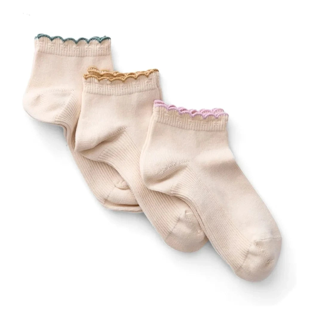 Soor Ploom - 3 Pair Picot Festoon Socks Set | Off-White