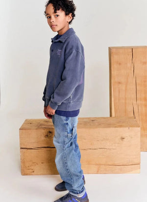 AO76 - Jack Polo Collar Sweatshirt Made from Recycled Cotton | Charcoal Grey