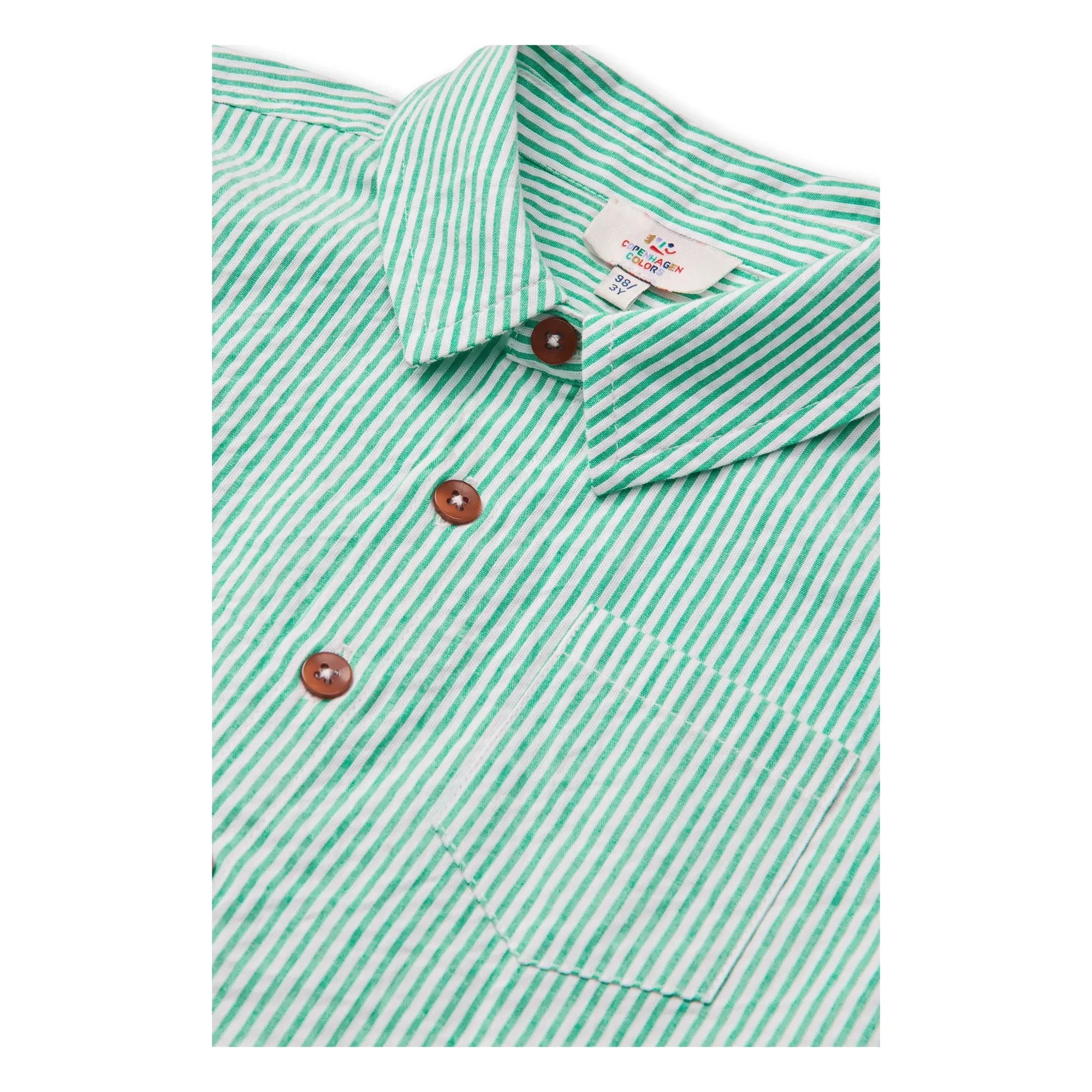 Copenhagen Colors - Striped Short Sleeve Shirt Seersucker Organic Cotton | Turquoise