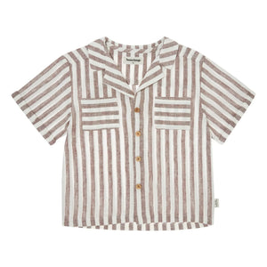Tocoto Vintage - Linen Striped Shirt | Brown