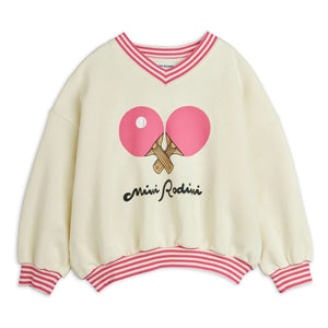 Mini Rodini - Çizgili sweatshirt Ping Pong Organik pamuk | Beyaz