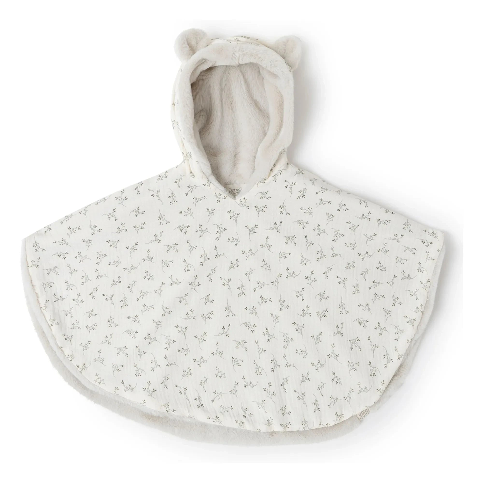Baby Shower - Olive Bloom Polar Fleece Poncho | Ivory