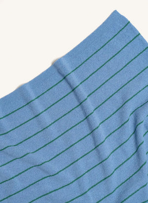 Hvid - Harry Çizgili Merinos Yünlü Battaniye | Açık Mavi