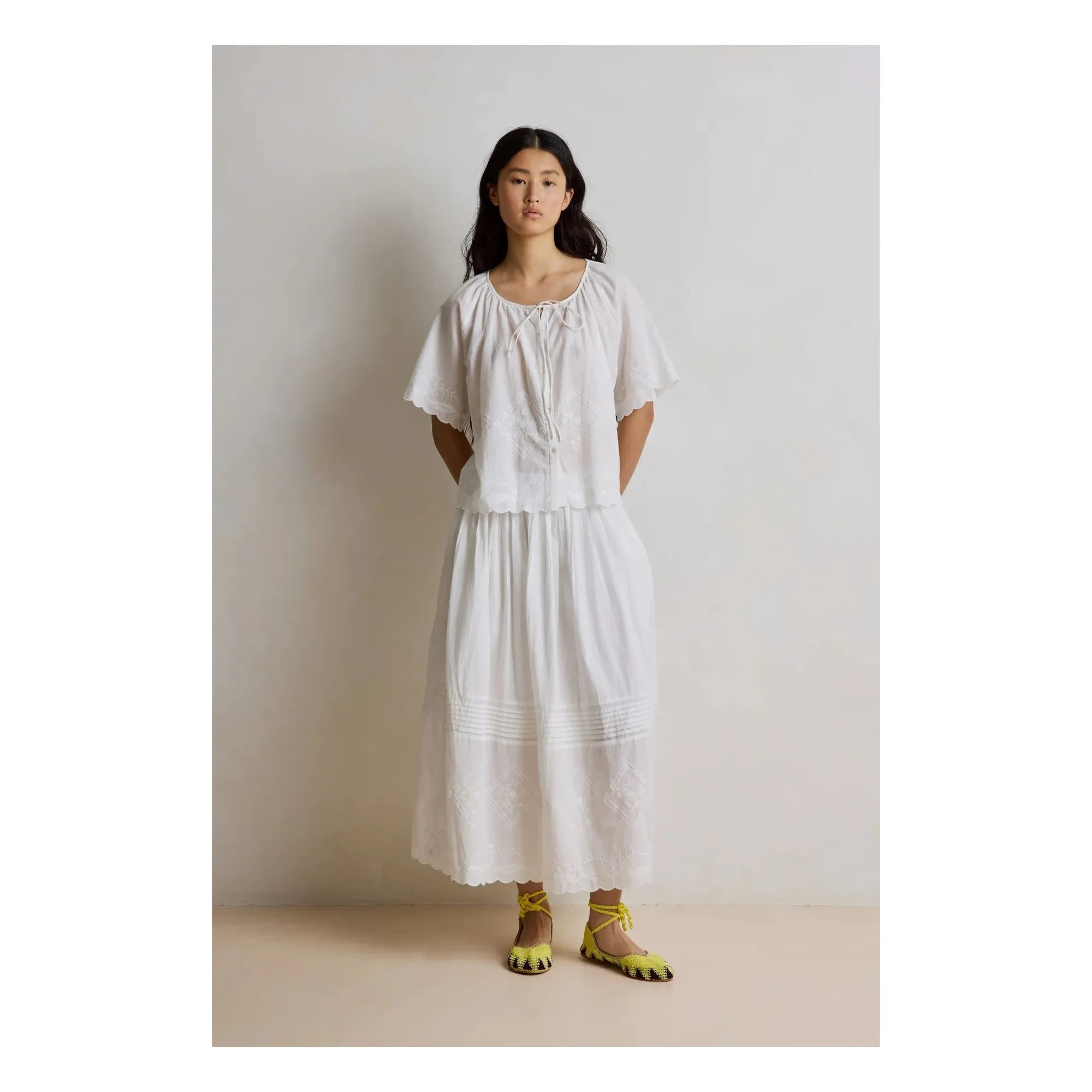 Hod - Jade Embroidered Blouse | White