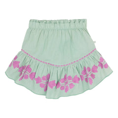 Jenest - Cécile Linen Embroidered Skirt | Almond green