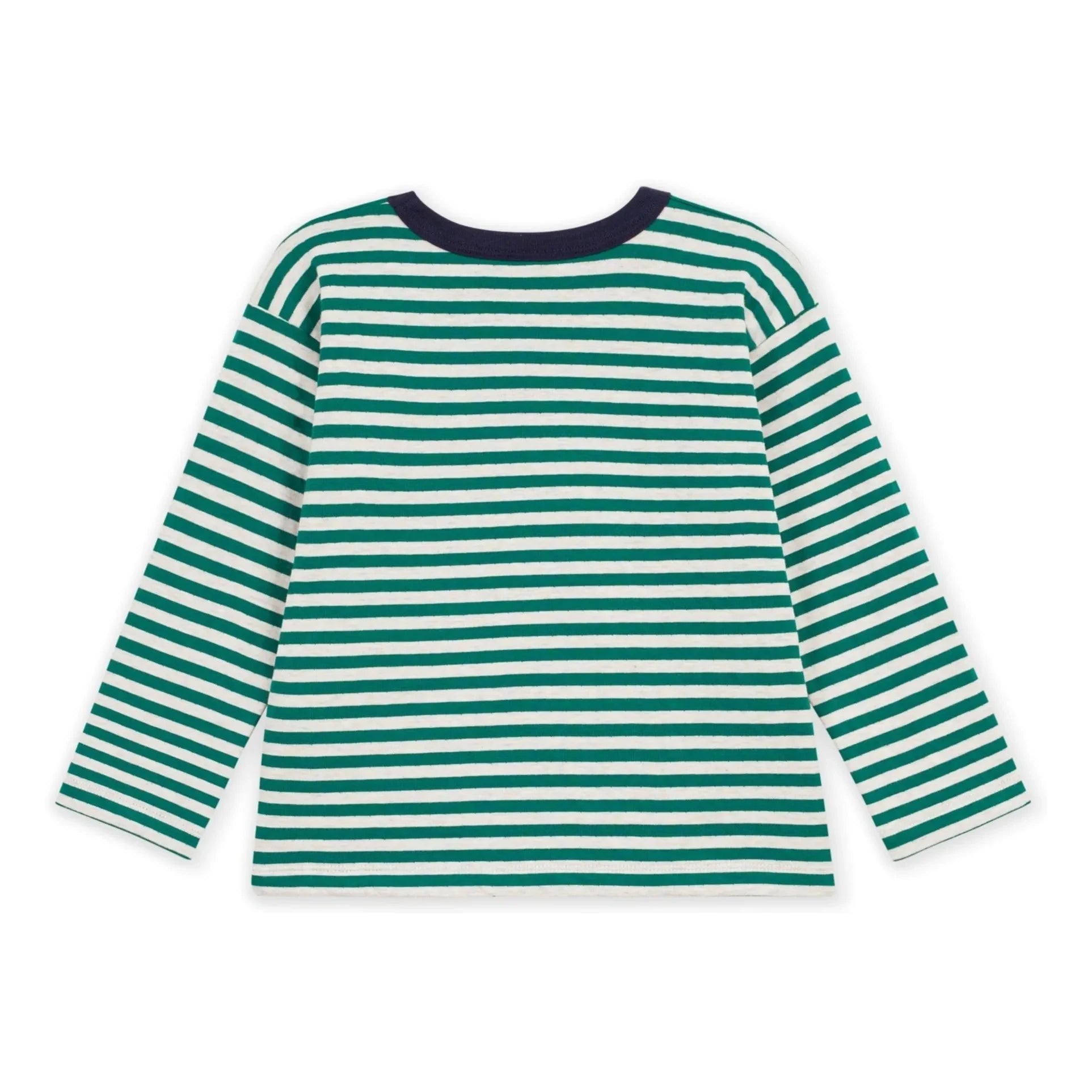 Petit Bateau - Organik pamuklu çizgili logolu Tişört | Yeşil