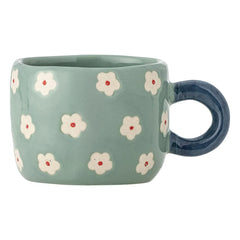 Bloomingville - Nini Stoneware Ceramic Floral Mug | Blue