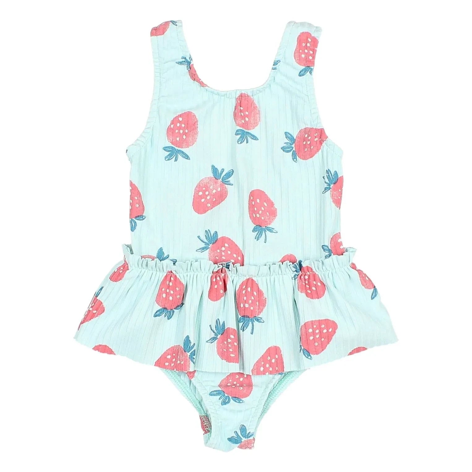 Búho - Baby Strawberry Ribbed Swimsuit | Aqua