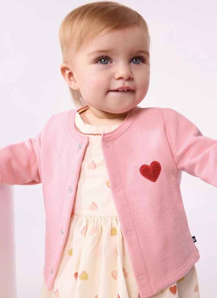 Petit Bateau - Organik Pamuk Kalp Hırka | Pembe