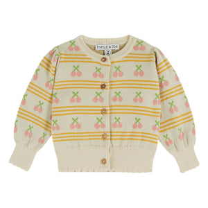 Emile et Ida - Organic Cotton Cherry Cardigan | Cream
