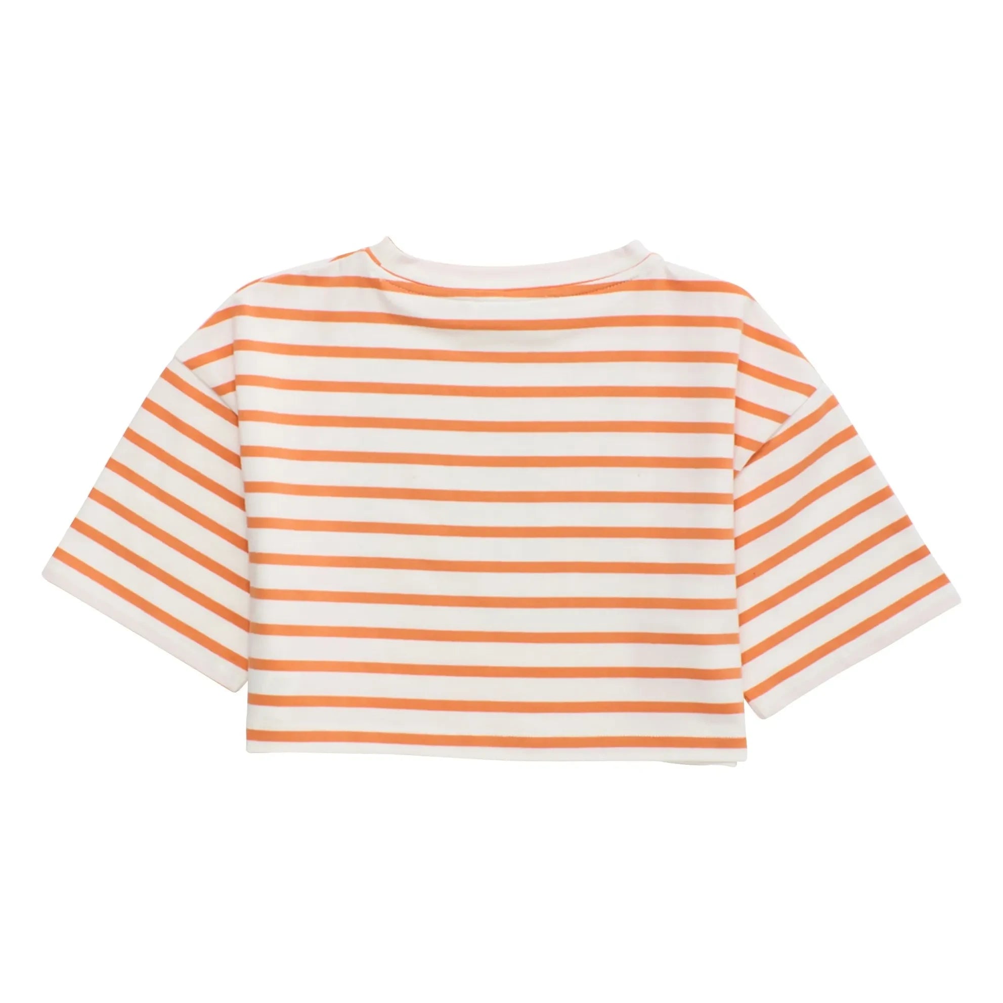 Maison Mangostan - Striped Crop T-Shirt | Orange