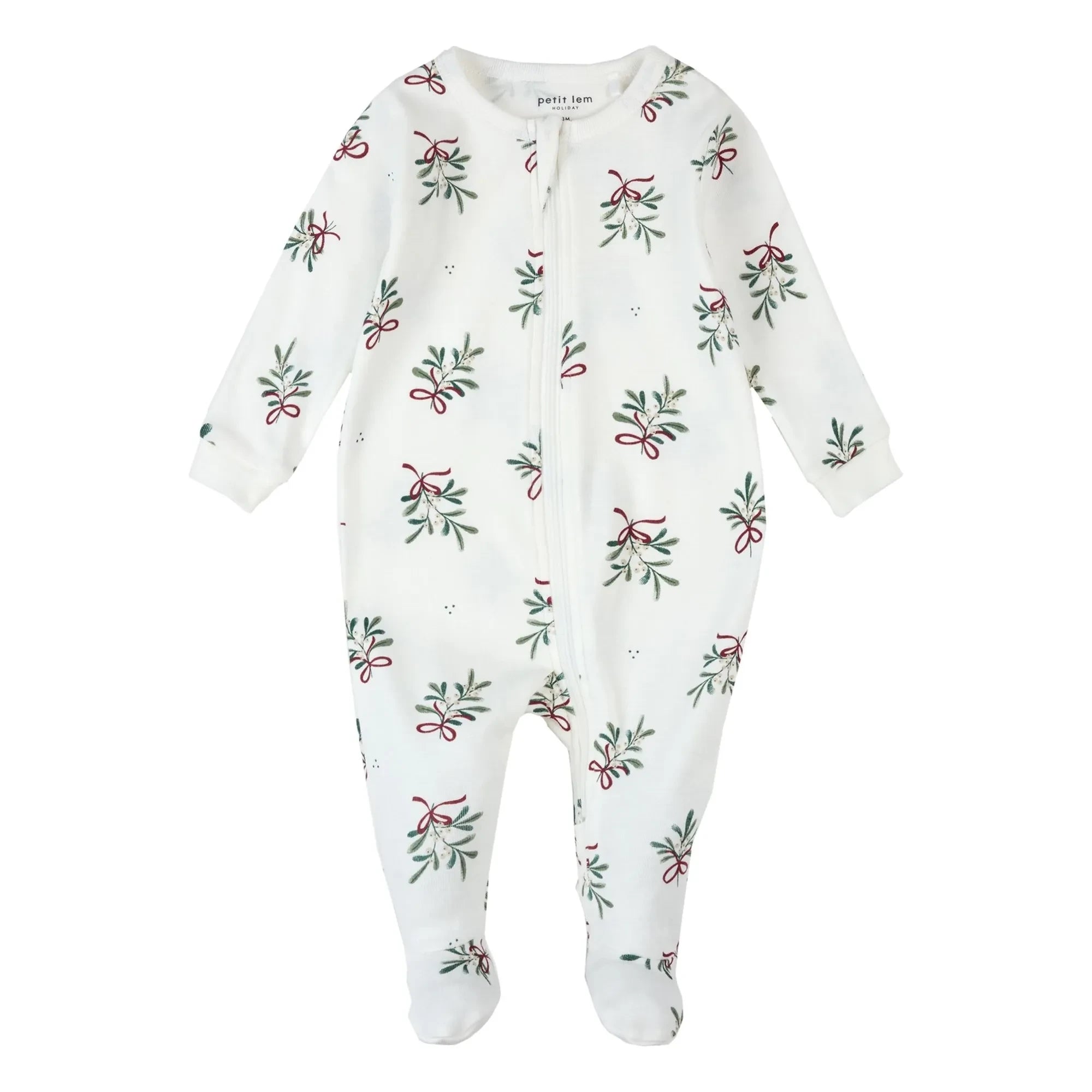 Petit Lem - Goosefoot Footed Organic Cotton Pajamas | White