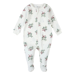 Petit Lem - Goosefoot Footed Organic Cotton Pajamas | White