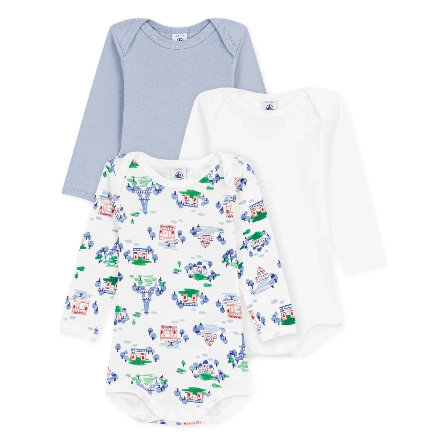 Petit Bateau - 3’lü Body Seti Paris Organik Pamuk | Beyaz