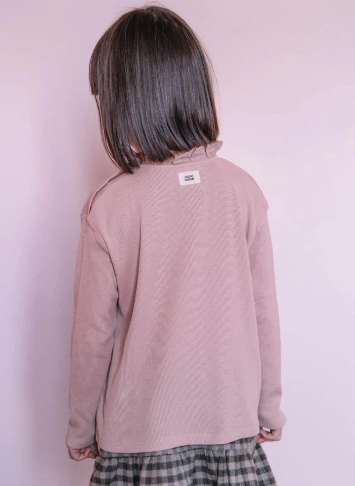 Studio Bohème - Collared Ruffled Organic Cotton T-Shirt | Rosewood
