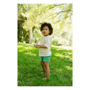 Bayiri - Botanical Striped Organic Cotton T-Shirt | Ecru