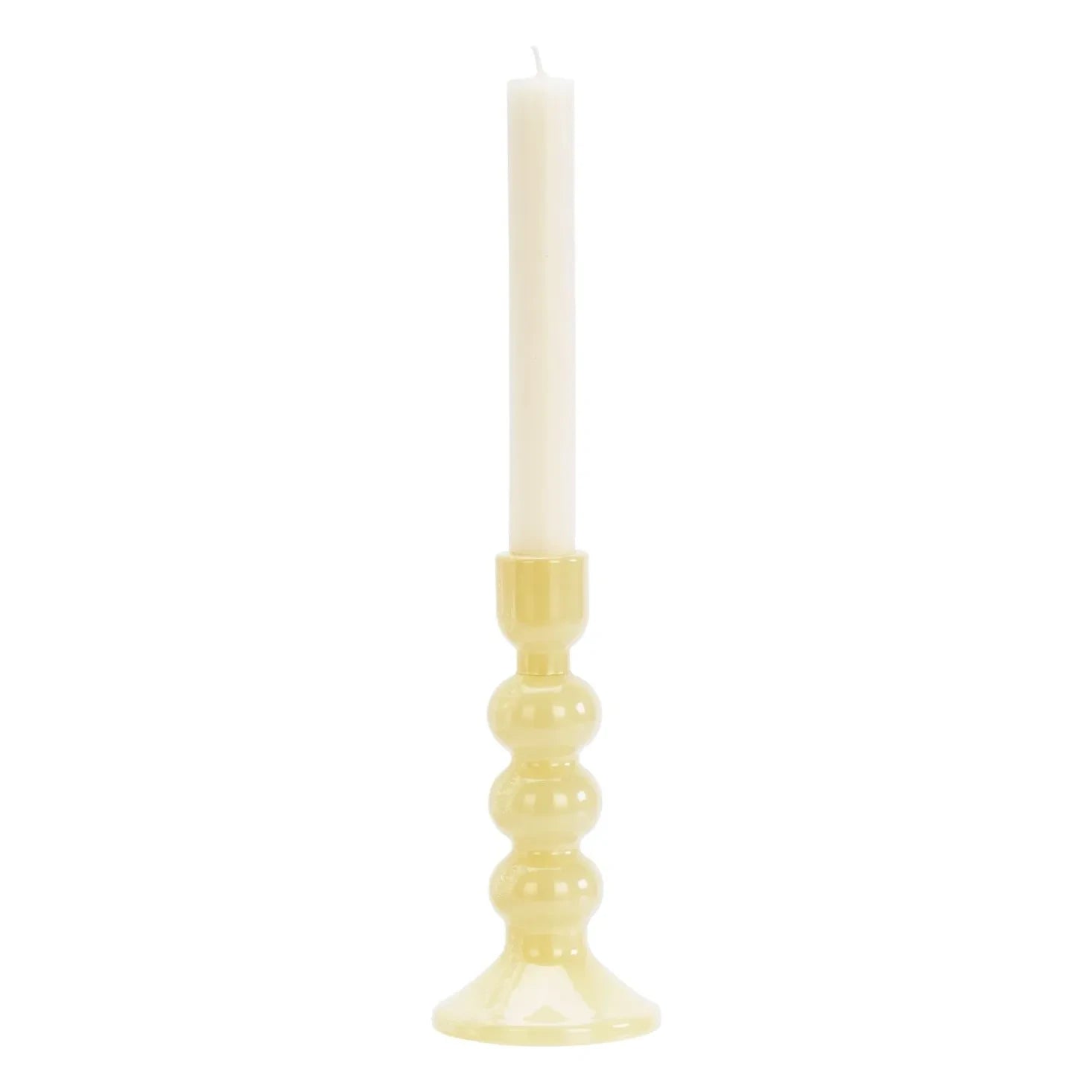 Madam Stoltz - Glass Candle Holder | Yellow Marble