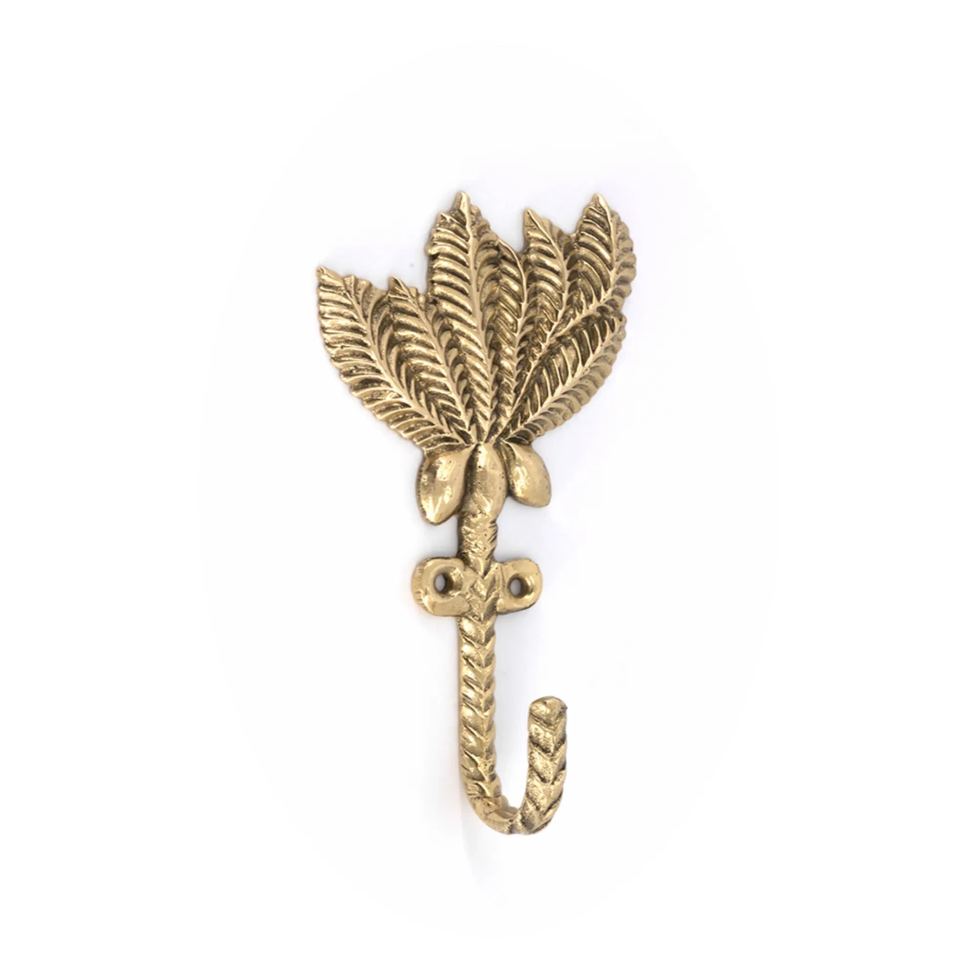 Doing Goods - Devi Palmtree Recycled Brass Coat Hooks - Set of 2 | Gold Brown