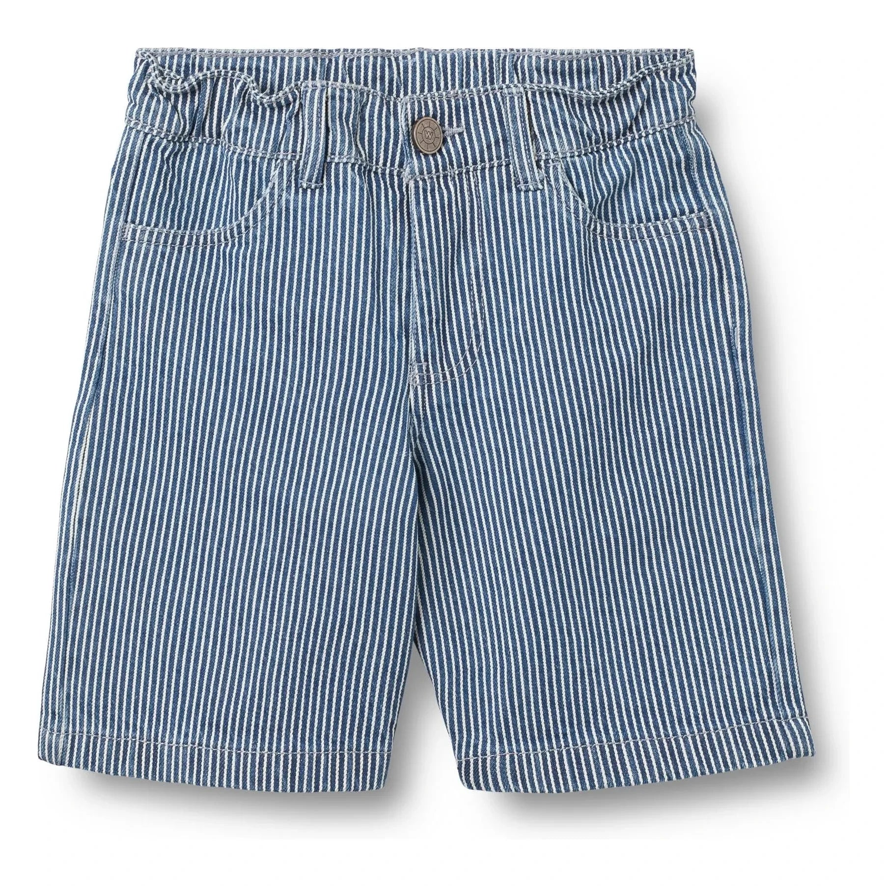 Wheat - Striped Christian Denim Bermuda Shorts Organic Cotton | Blue