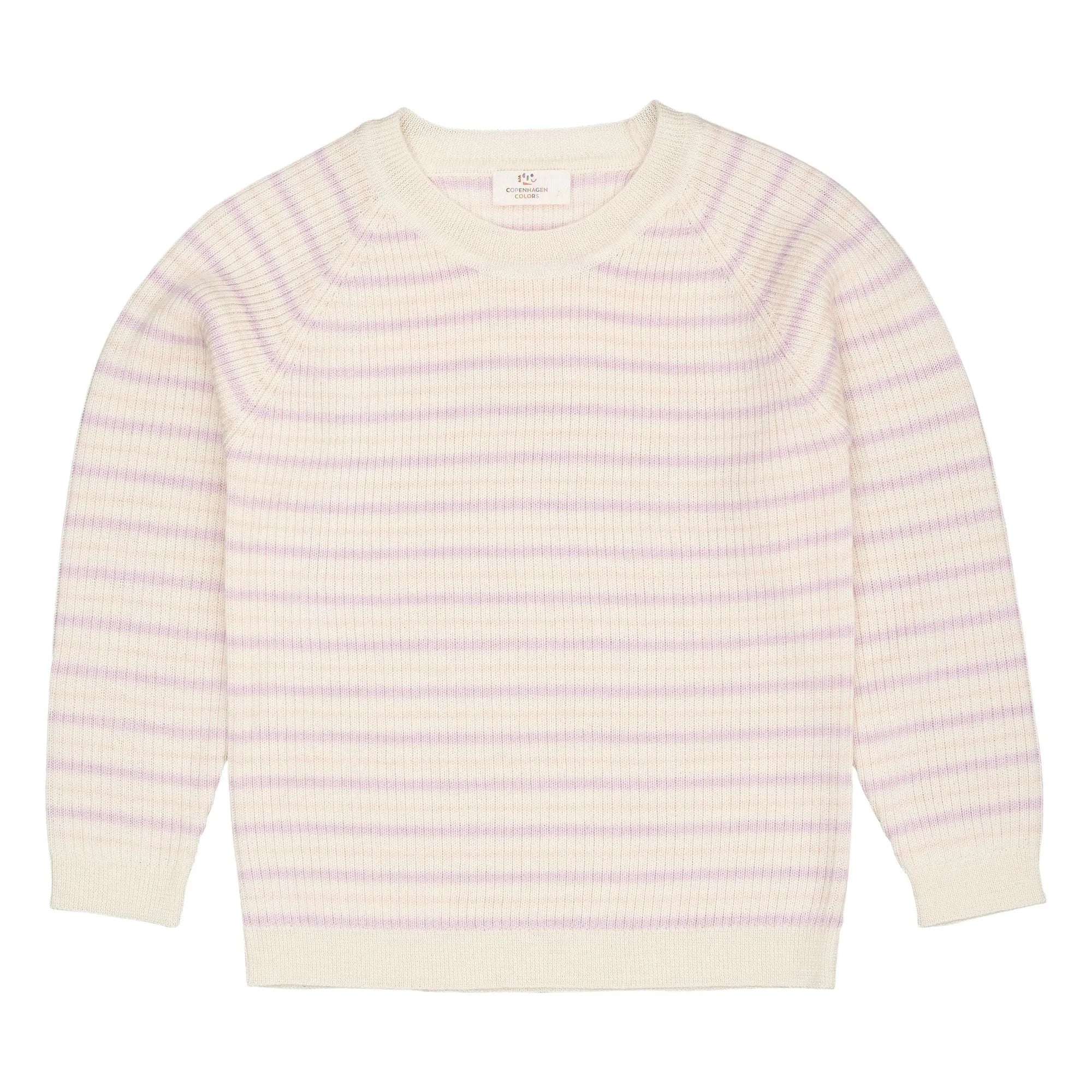 Copenhagen Colors - Striped Ribbed Merino Wool Sweater | Lilac