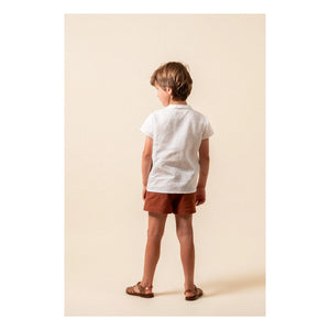 birinit - Linen shirt with embroidered pockets | White