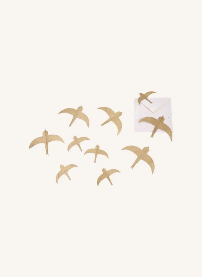 Muskhane - Swallow Wall Decor - Set of 10 | Gold