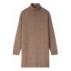 Bompard - High Neck Wide Sleeve Hammered Texture Cashmere Dress | Beige