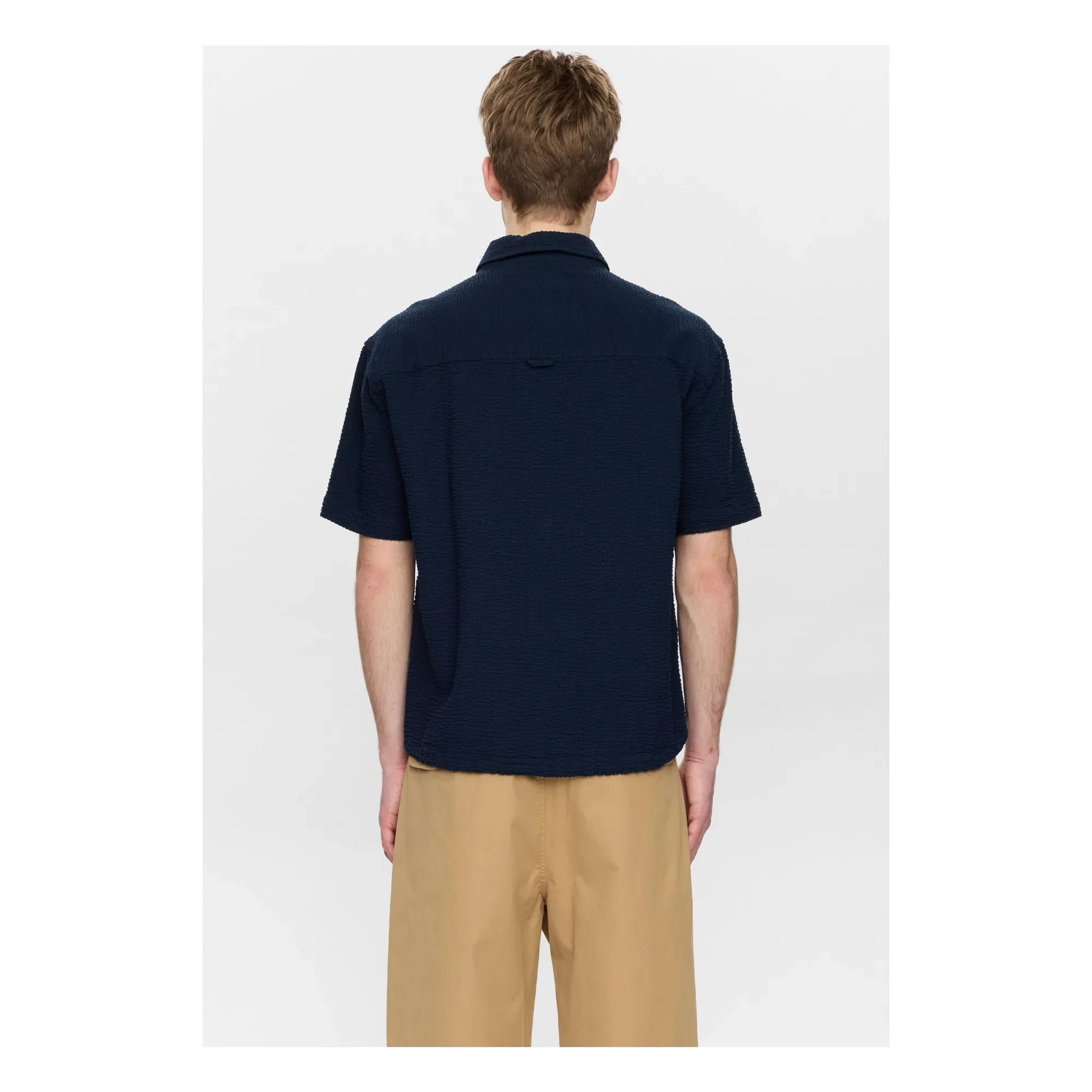 Anerkjendt - Akotto Seersucker Shirt | Dark Blue