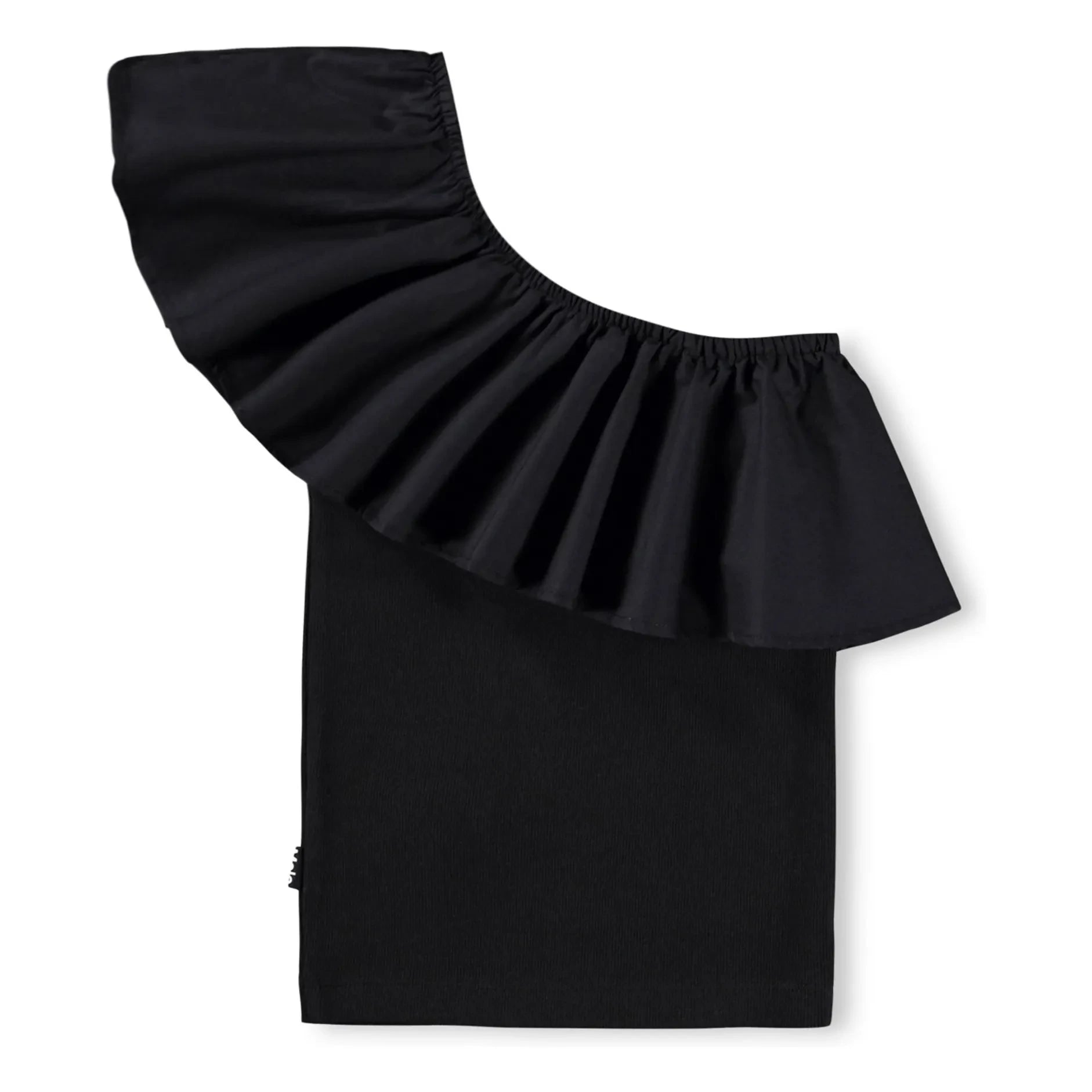 Molo - Rebecca Top Asymmetric Ruffles Organic Cotton | Black