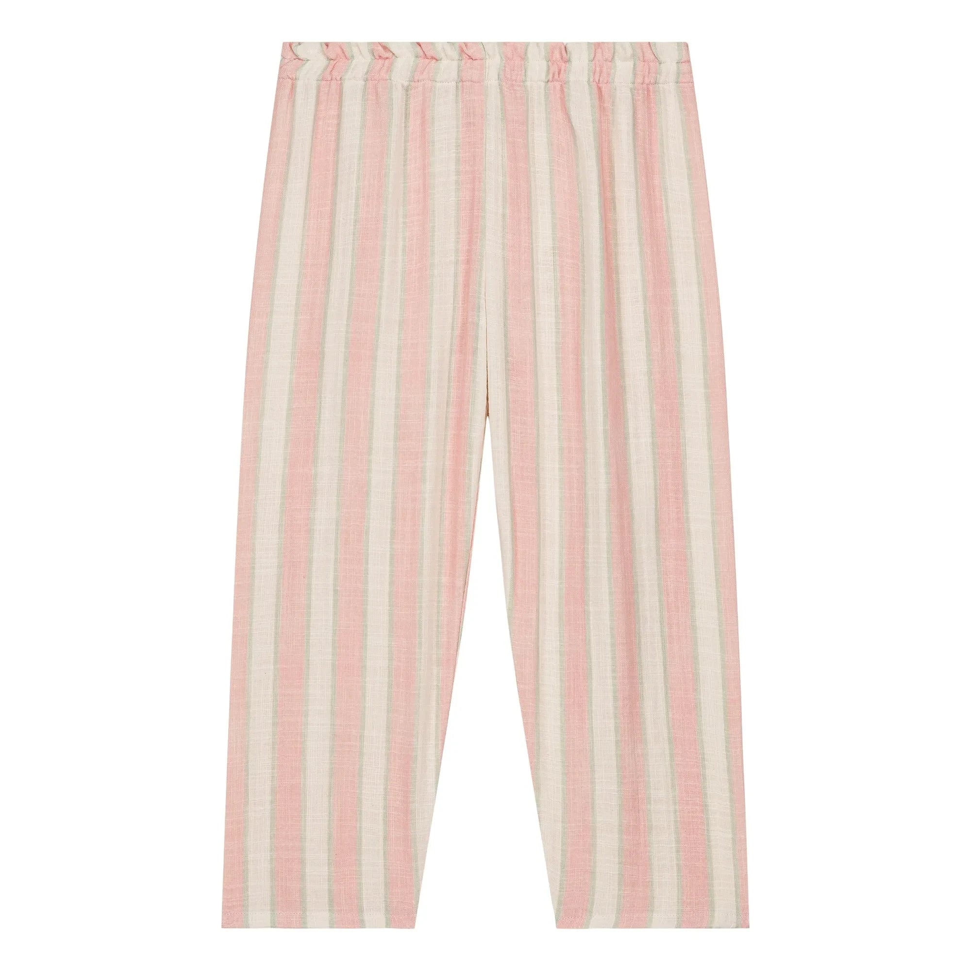 Studio Bohème - Cousin Striped Organic Cotton Gauze Pants | Pink