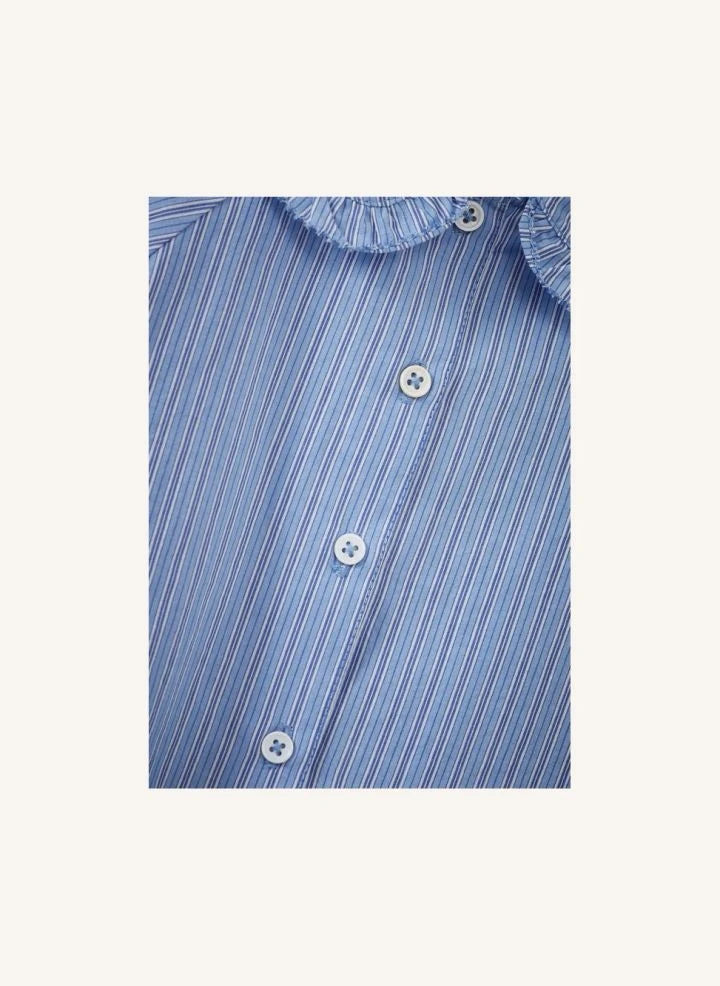 Caramel - Harper Striped Poplin Blouse | Blue