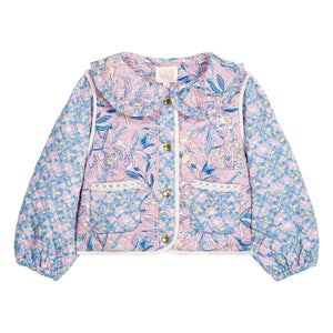 Louise Misha - Joulia Fleurie Organic Cotton Quilted Jacket | Blue
