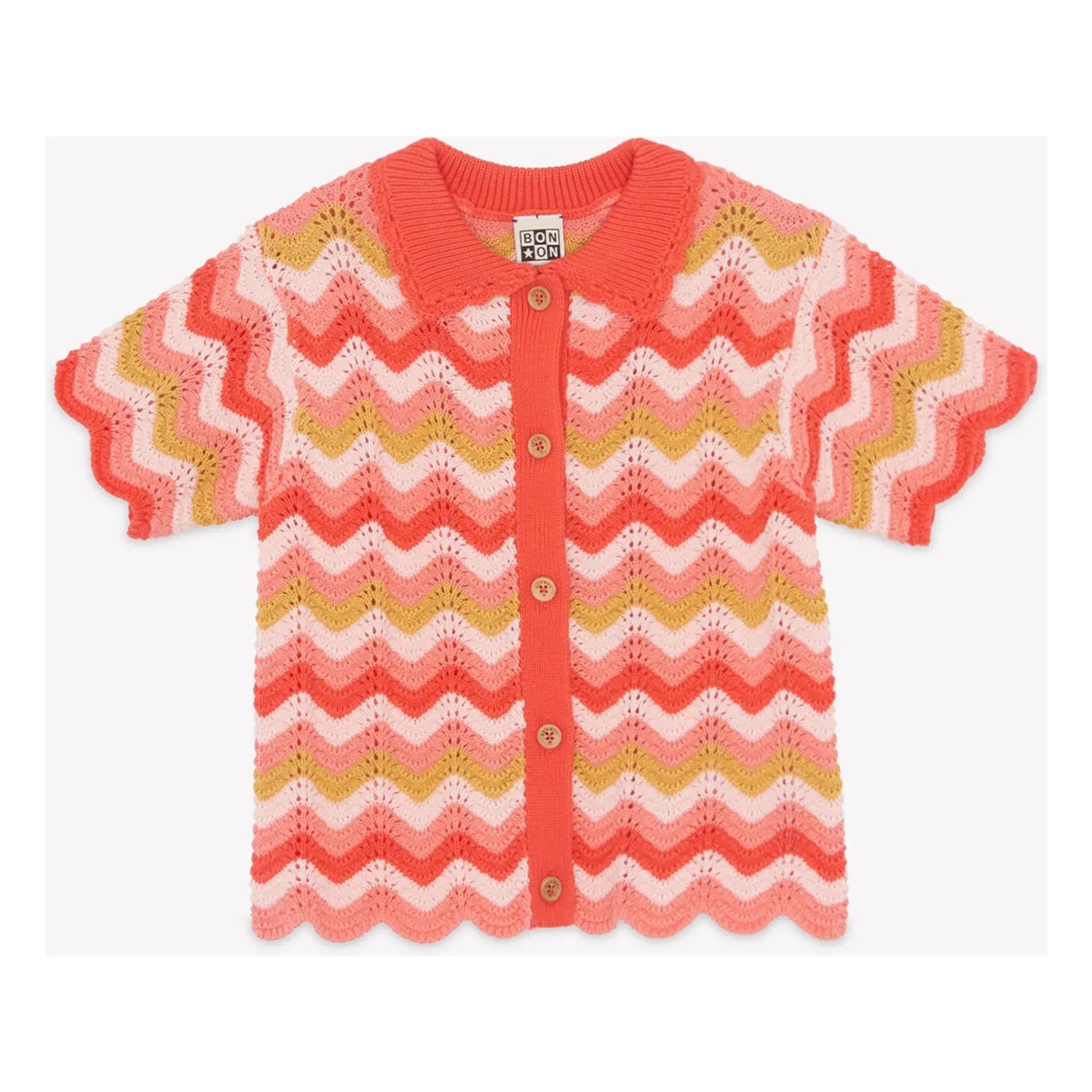 Bonton - Ninon Crochet Collar Shirt | Coral