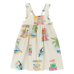 Arsène et Les Pipelettes - Twill Palm Bib Dress | Ecru